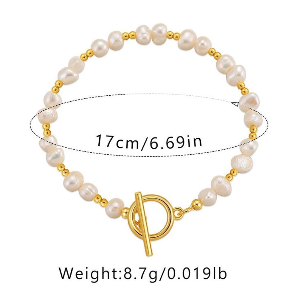 Vintage style Geometric Freshwater Pearls 18K GP Bracelet